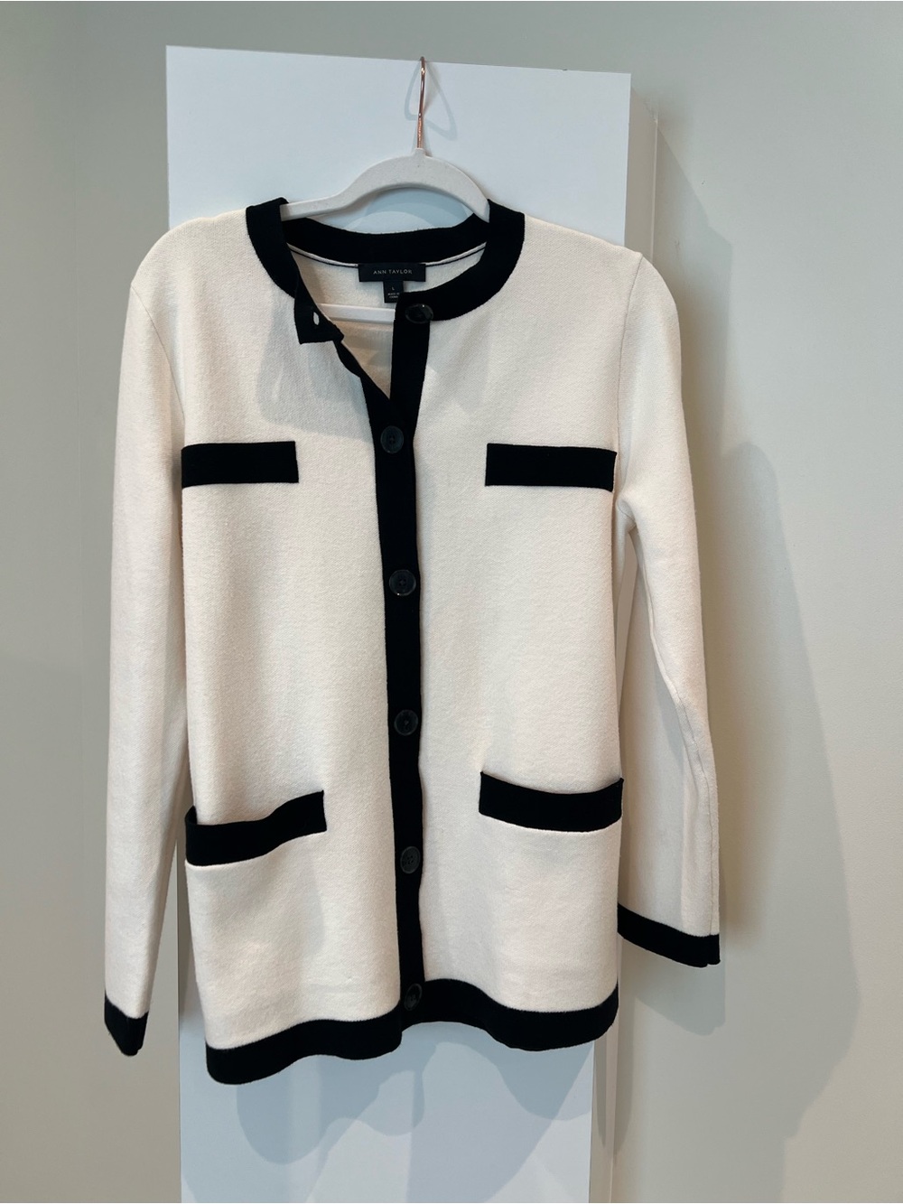 Ann Taylor Cream and Black Cardigan